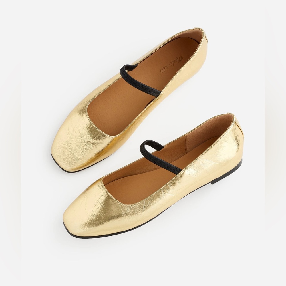 MADEWELL The Greta Gold Metallic Leather Mary Jane Strap Ballet Flat 8.5 SoldOut